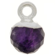 6mm 925 Sterling Silver Faceted Ball Charm - Gemstone - Amethyst x1
