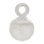 6mm 925 Sterling Silver Faceted Ball Charm - Gemstone - Moonstone x1