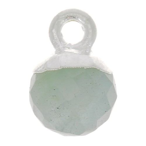 6mm 925 Sterling Silver Faceted Ball Charm - Gemstone - Aquamarine x1