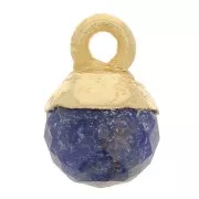 6mm 925 Sterling Silver Faceted Ball Charm - Fine Gold Plated - Sodalite x1