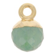 6mm 925 Sterling Silver Faceted Ball Charm - Fine Gold Plated - Aventurine x1|raw }}