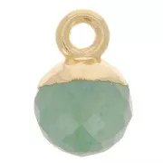 6mm 925 Sterling Silver Faceted Ball Charm - Fine Gold Plated - Aventurine x1