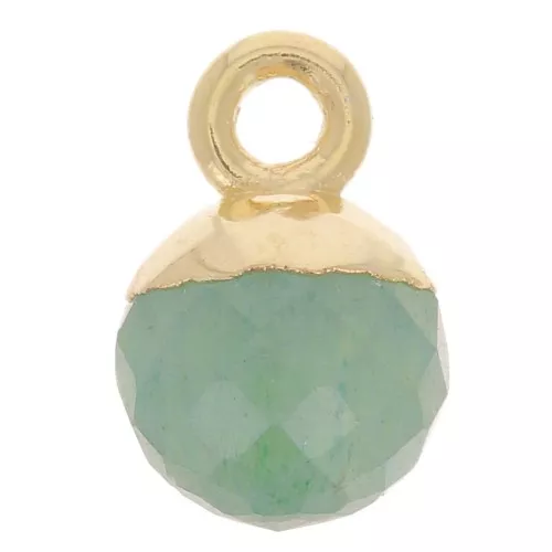 6mm 925 Sterling Silver Faceted Ball Charm - Fine Gold Plated - Aventurine x1