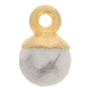 6mm 925 Sterling Silver Faceted Ball Charm - Fine Gold Plated - Howlite x1|raw }}