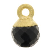 6mm 925 Sterling Silver Faceted Ball Charm - Fine Gold Plated - Black Onyx x1