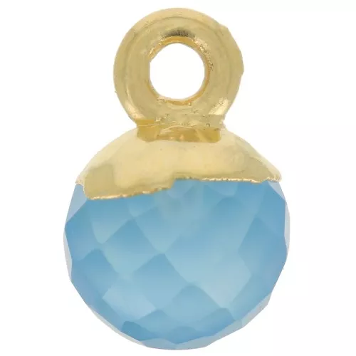 6mm 925 Sterling Silver Faceted Ball Charm - Fine Gold Plated - Blue Onyx x1