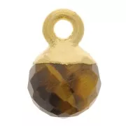 6mm 925 Sterling Silver Faceted Ball Charm - Fine Gold Plated - Tiger Eye x1