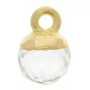6mm 925 Sterling Silver Faceted Ball Charm - Fine Gold Plated - rock crystal x1