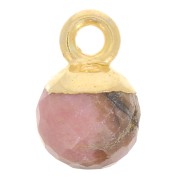 6mm 925 Sterling Silver Faceted Ball Charm - Fine Gold Plated - Rhodonite x1|raw }}