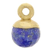 6mm 925 Sterling Silver Faceted Ball Charm - Fine Gold Plated - Lapis lazuli x1|raw }}