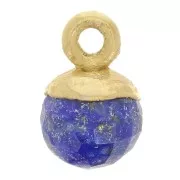 6mm 925 Sterling Silver Faceted Ball Charm - Fine Gold Plated - Lapis lazuli x1