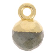 6mm 925 Sterling Silver Faceted Ball Charm - Fine Gold Plated - Labradorite x1|raw }}