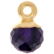 6mm 925 Sterling Silver Faceted Ball Charm - Fine Gold Plated - Amethyste x1|raw }}