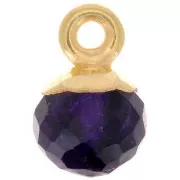 6mm 925 Sterling Silver Faceted Ball Charm - Fine Gold Plated - Amethyste x1