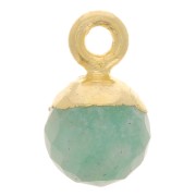 6mm 925 Sterling Silver Faceted Ball Charm - Fine Gold Plated - Amazonite x1|raw }}
