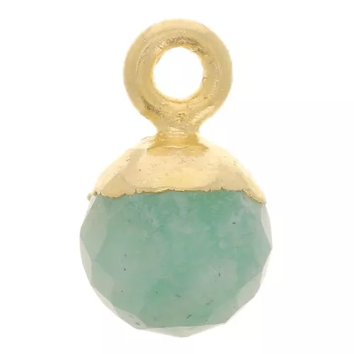 6mm 925 Sterling Silver Faceted Ball Charm - Fine Gold Plated - Amazonite x1