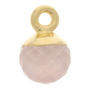 6mm 925 Sterling Silver Faceted Ball Charm - Fine Gold Plated - Rose Quartz x1