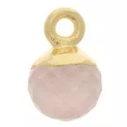 6mm 925 Sterling Silver Faceted Ball Charm - Fine Gold Plated - Rose Quartz x1