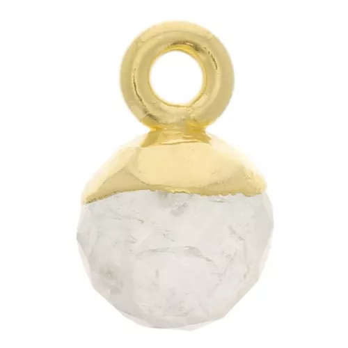 6mm 925 Sterling Silver Faceted Ball Charm - Fine Gold Plated - Moonstone x1