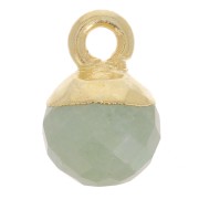 6mm 925 Sterling Silver Faceted Ball Charm - Fine Gold Plated - Aquamarine x1