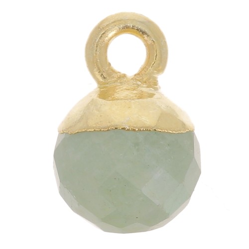 6mm 925 Sterling Silver Faceted Ball Charm - Fine Gold Plated - Aquamarine x1