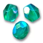 Fire Polished faceted round beads 4mm Emerald AB x50