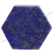 12x10mm Gemstone Flat Hexagon shaped bead - Lapis lazuli x1