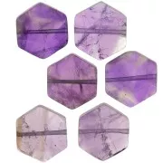 12x10mm Gemstone Flat Hexagon shaped bead - Amethyst x1