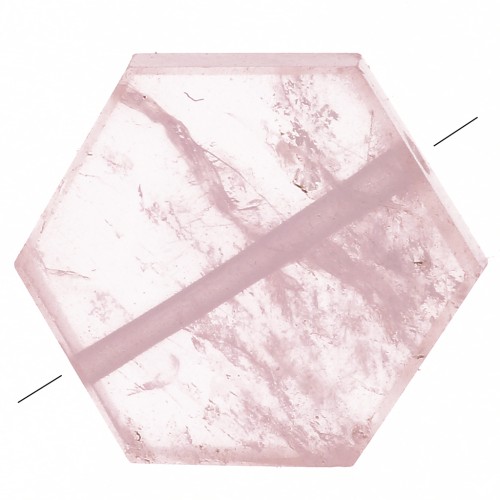 12x10mm Gemstone Flat Hexagon shaped bead - Rose Quartz x1