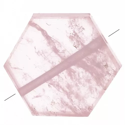 12x10mm Gemstone Flat Hexagon shaped bead - Rose Quartz x1