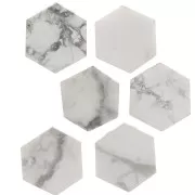 12x10mm Gemstone Flat Hexagon shaped bead - Howlite x1