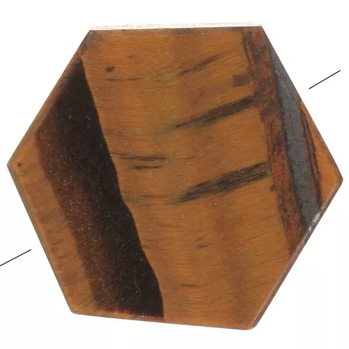 12x10mm Gemstone Flat Hexagon shaped bead - Tiger Eye x1