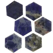 12x10mm Gemstone Flat Hexagon shaped bead - Sodalite x1