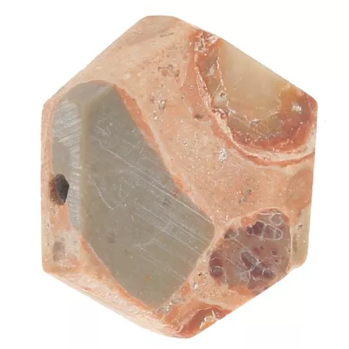 12x10mm Gemstone Flat Hexagon shaped bead - poppy Jasper x1
