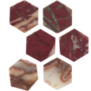 12x10mm Gemstone Flat Hexagon shaped bead - poppy Jasper x1