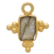 13x11mm 925 Sterling Silver Faceted Rectangle Charm - Gold - Labradorite x1