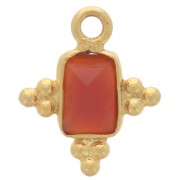 12.5x10mm 925 Sterling Silver Faceted Rectangle Charm - Gold - Cornelian x1|raw }}