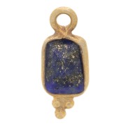 13x5mm 925 St. Silver Faceted Rectangle Charm - Fine Gold Plated - Lapis lazuli x1