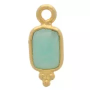 14x6mm 925 St. Silver Faceted Rectangle Charm - Fine Gold Plated - Amazonite x1