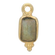 13x5mm 925 St. Silver Faceted Rectangle Charm - Fine Gold Plated - Labradorite x1|raw }}