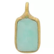 10x5mm 925 Sterling Silver faceted Charm - fine gold plated - Amazonite x1