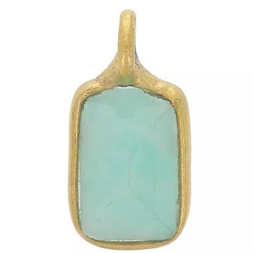 10x5mm 925 Sterling Silver faceted Charm - fine gold plated - Amazonite x1