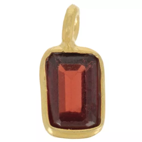 10x5mm 925 Sterling Silver faceted Charm - fine gold plated - Garnet x1