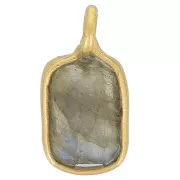 10x5mm 925 Sterling Silver faceted Charm - fine gold plated - Labradorite x1