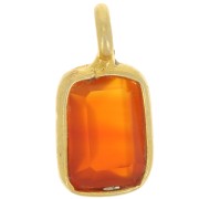 10x5mm 925 St. Silver faceted Charm - fine gold plated - imitation Carnelian x1