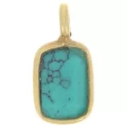 10x5mm 925 St. Silver faceted Charm - fine gold plated - imitation turquoise x1