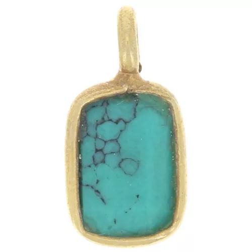 10x5mm 925 St. Silver faceted Charm - fine gold plated - imitation turquoise x1
