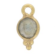 10x5mm - 925 St. Silver Round faceted charm - Fine Gold Plated - Labradorite x1|raw }}