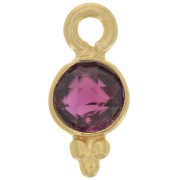 10x5mm - 925 St. Silver Round faceted charm - Fine Gold Plated - Garnet x1|raw }}