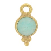 10x5mm - 925 St. Silver Round faceted charm - Fine Gold Plated - Amazonite x1|raw }}